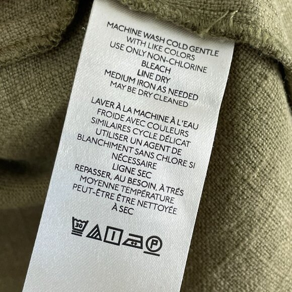 Anthropologie Womens 4 Olive Green Linen Blend Blazer Jacket - Picture 6 of 12